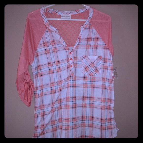 Coral plaid top - Picture 1 of 2